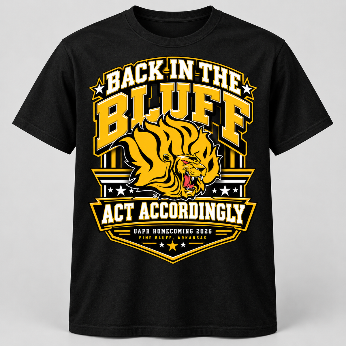 Back in the Bluff Act Accordingly UAPB Homecoming 2026 Shirt – Varsity