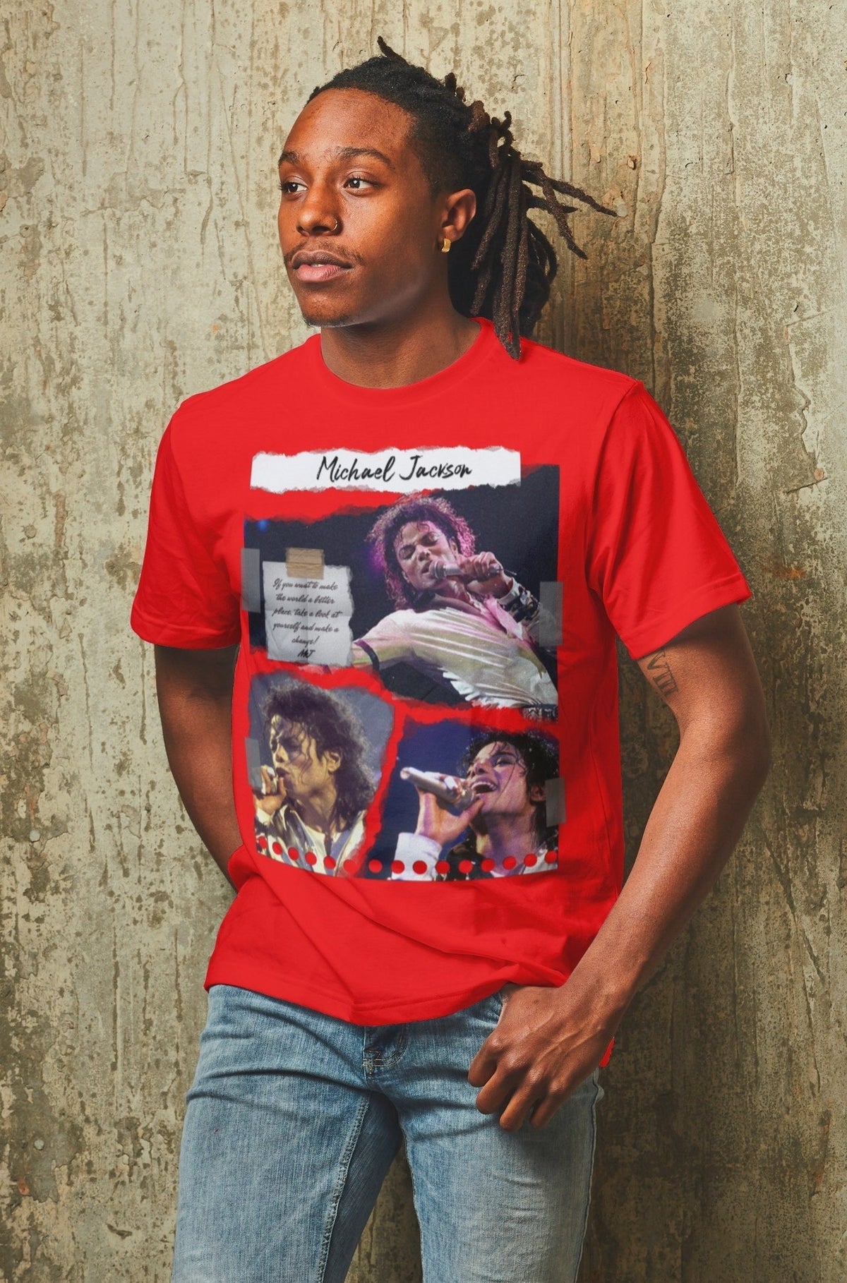 Michael Jackson Torn paper Tee with quote