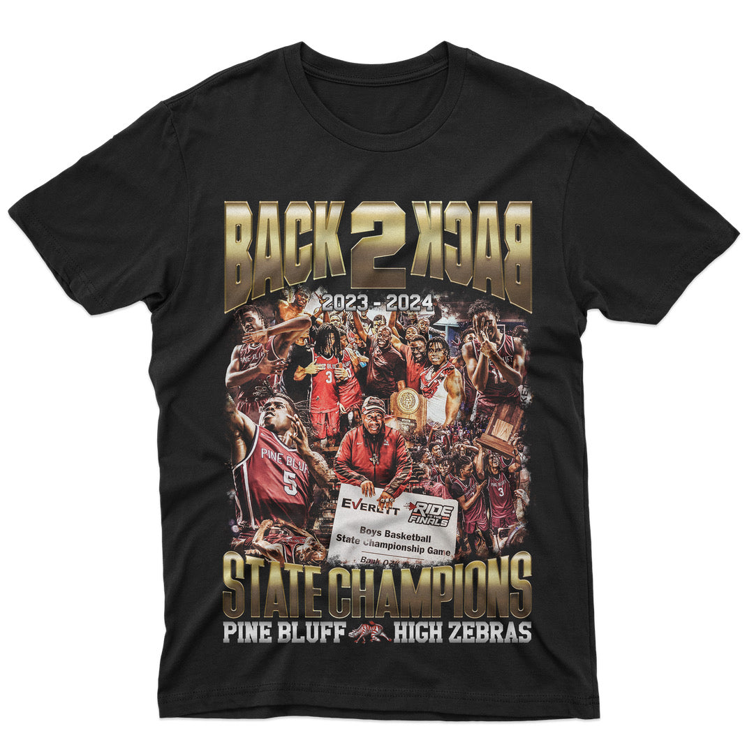 Pine Bluff HIGH ZEBRAS BACK 2 BACK CHAMPS Tee