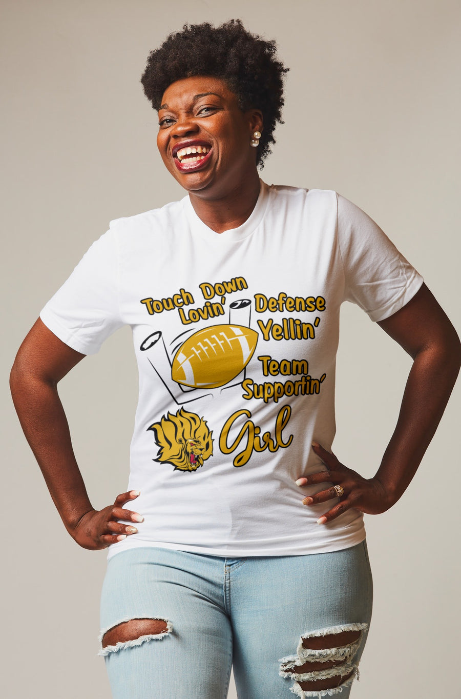 UAPB Touch Down Lovin In White Tee