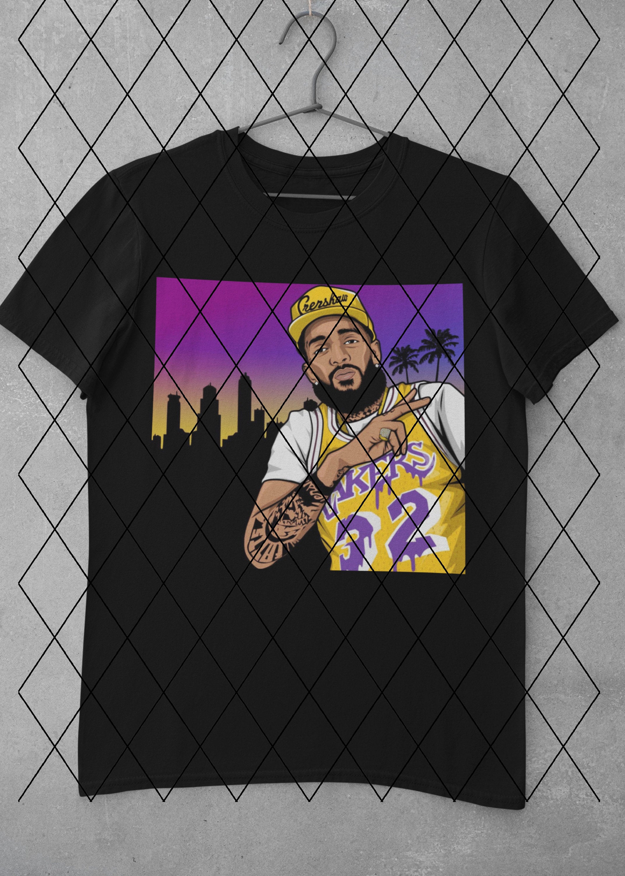 Nipsey Hussle shirt, Crensaw shirt,  Tupac Shakur, Eazy E, Friends Art, Legends of Hip Hop, East Coast–West Coast Hip Hop, La Lakers shirt