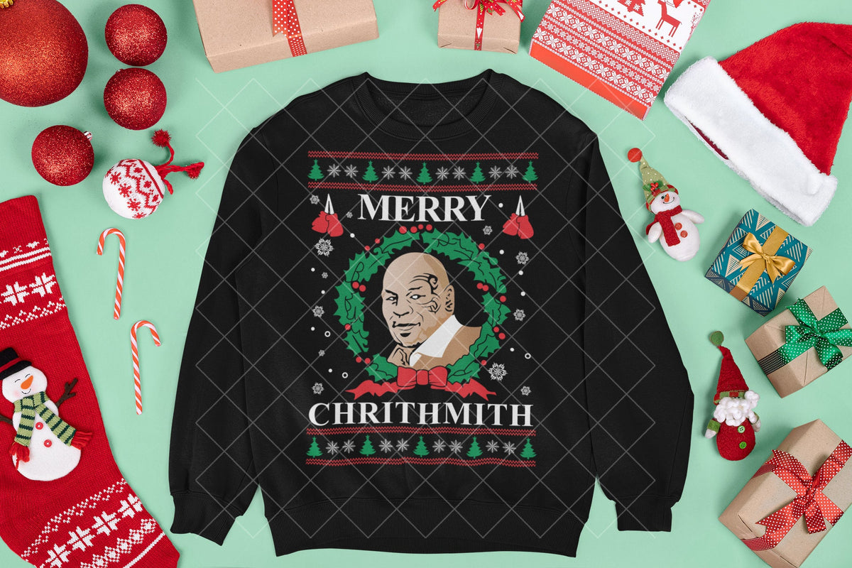 Mike Tyson ugly Christmas sweater