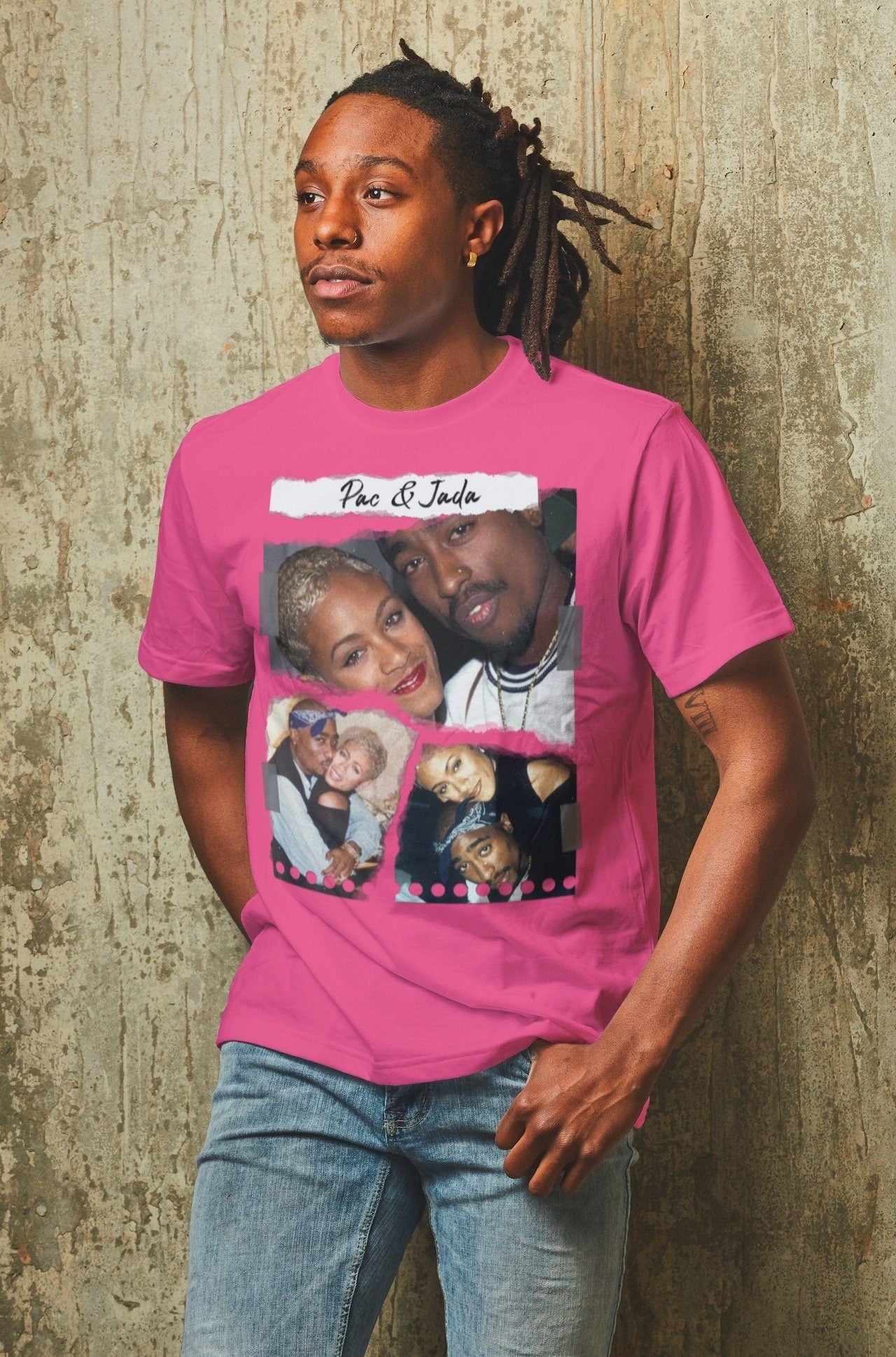 2Pac and Jada torn paper shirt, 2pac and Jada Pickett T-shirt, Tupac shirt