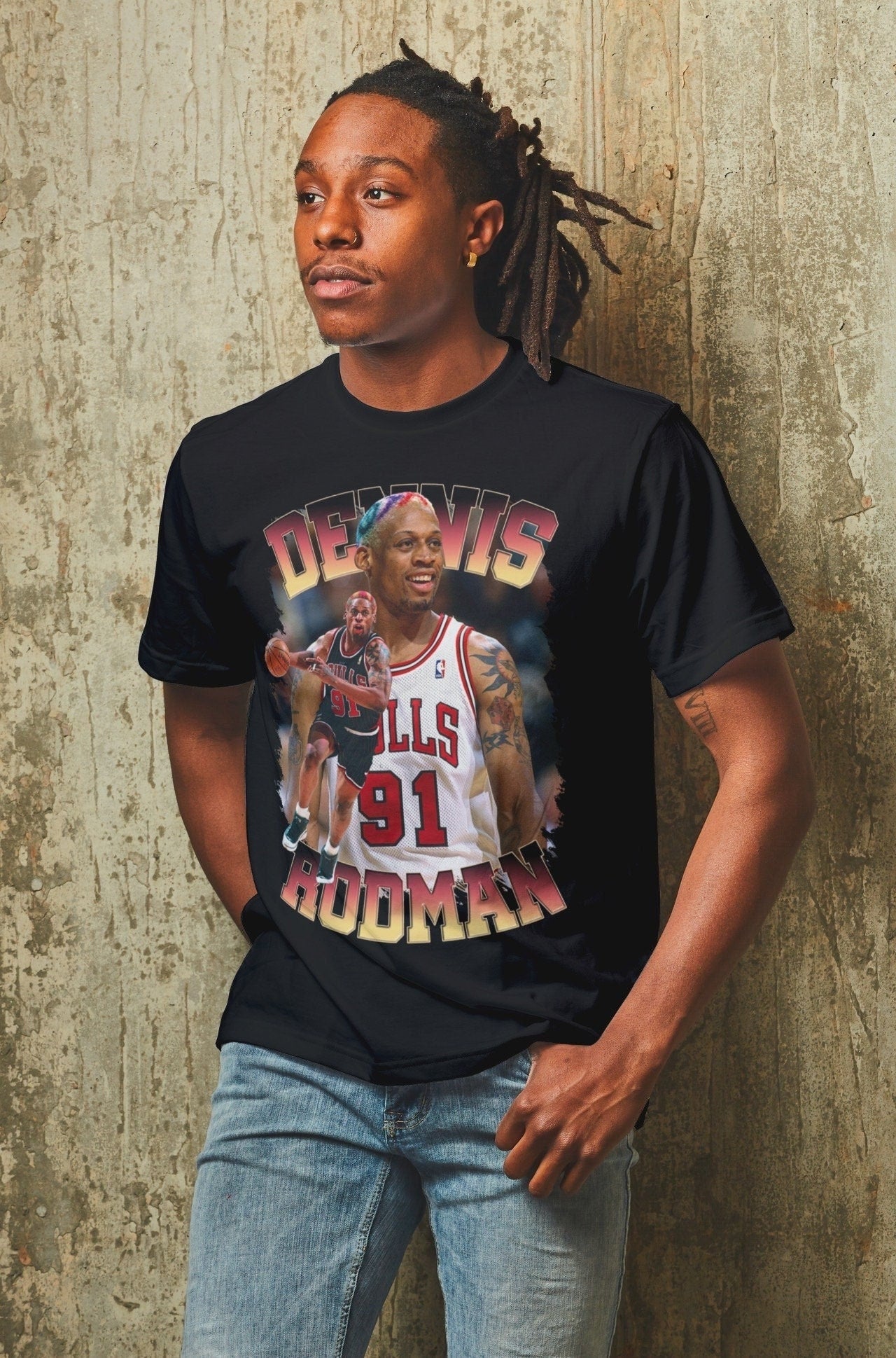 Dennis Rodman &quot;The Worm&quot; NBA Chicago Bulls Inspired T-Shirt, Dennis Rodman Vintage Inspired 90&#39;s Rap Unisex Shirt,Rodman retro inspired tee