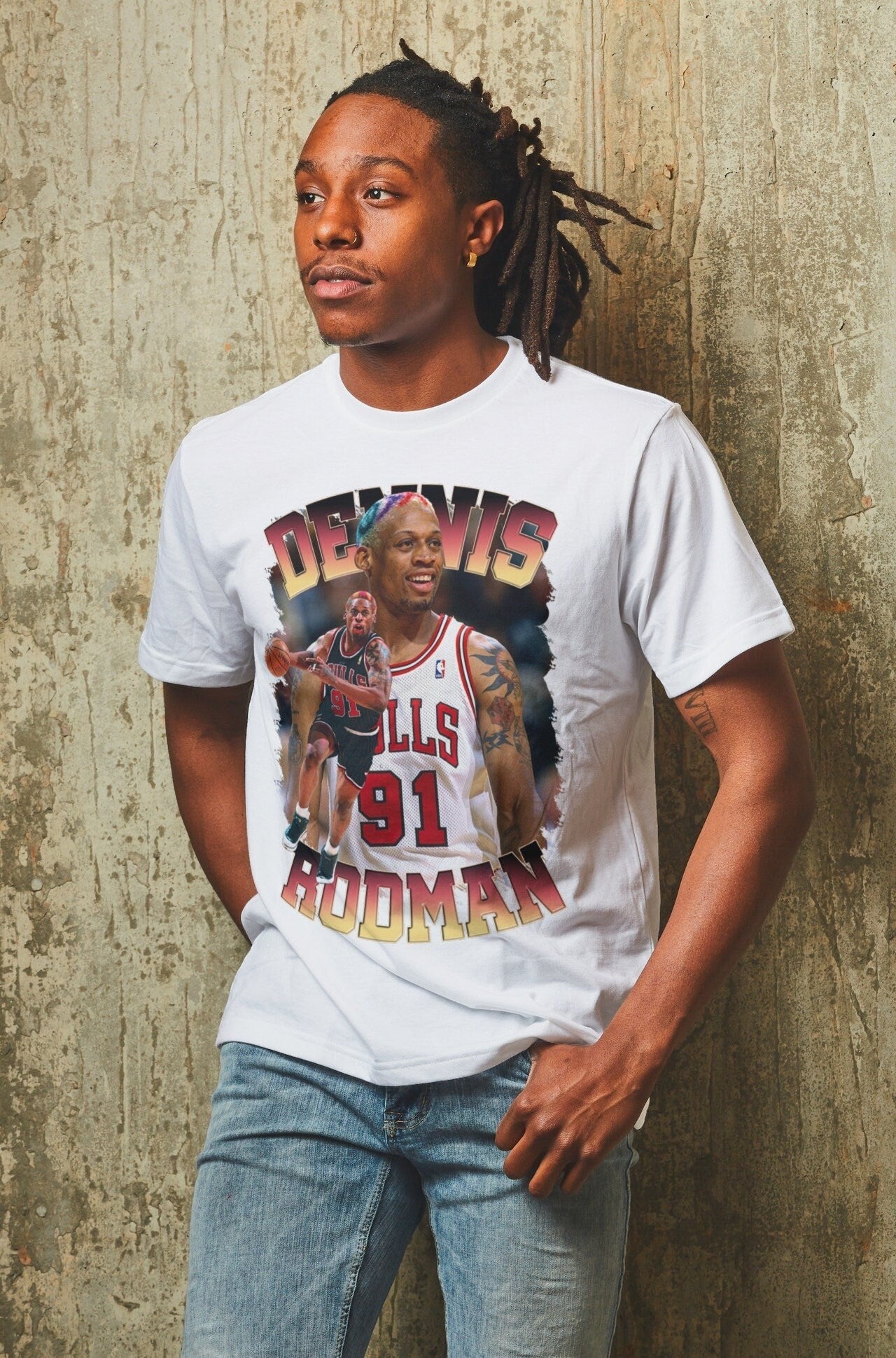 Dennis Rodman &quot;The Worm&quot; NBA Chicago Bulls Inspired T-Shirt, Dennis Rodman Vintage Inspired 90&#39;s Rap Unisex Shirt,Rodman retro inspired tee