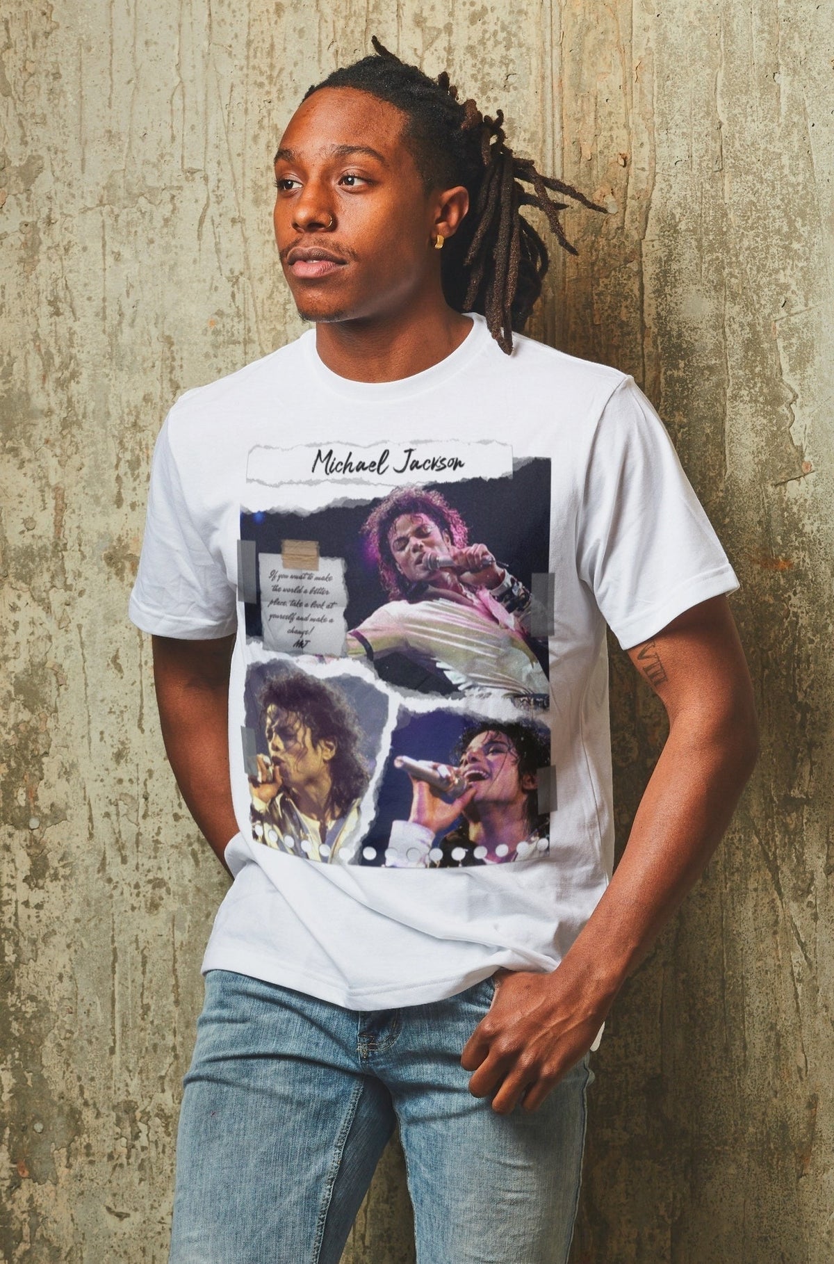 Michael Jackson Torn paper Tee with quote