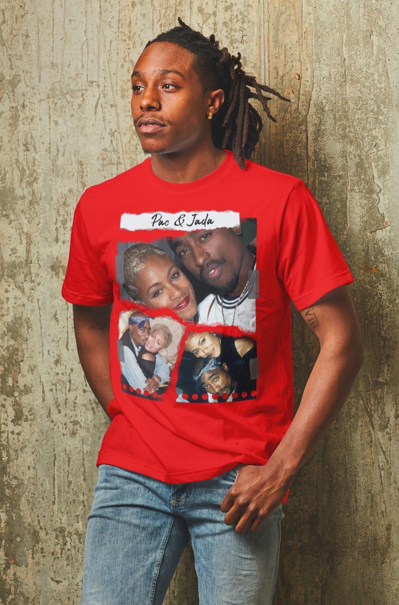 2Pac and Jada torn paper shirt, 2pac and Jada Pickett T-shirt, Tupac shirt