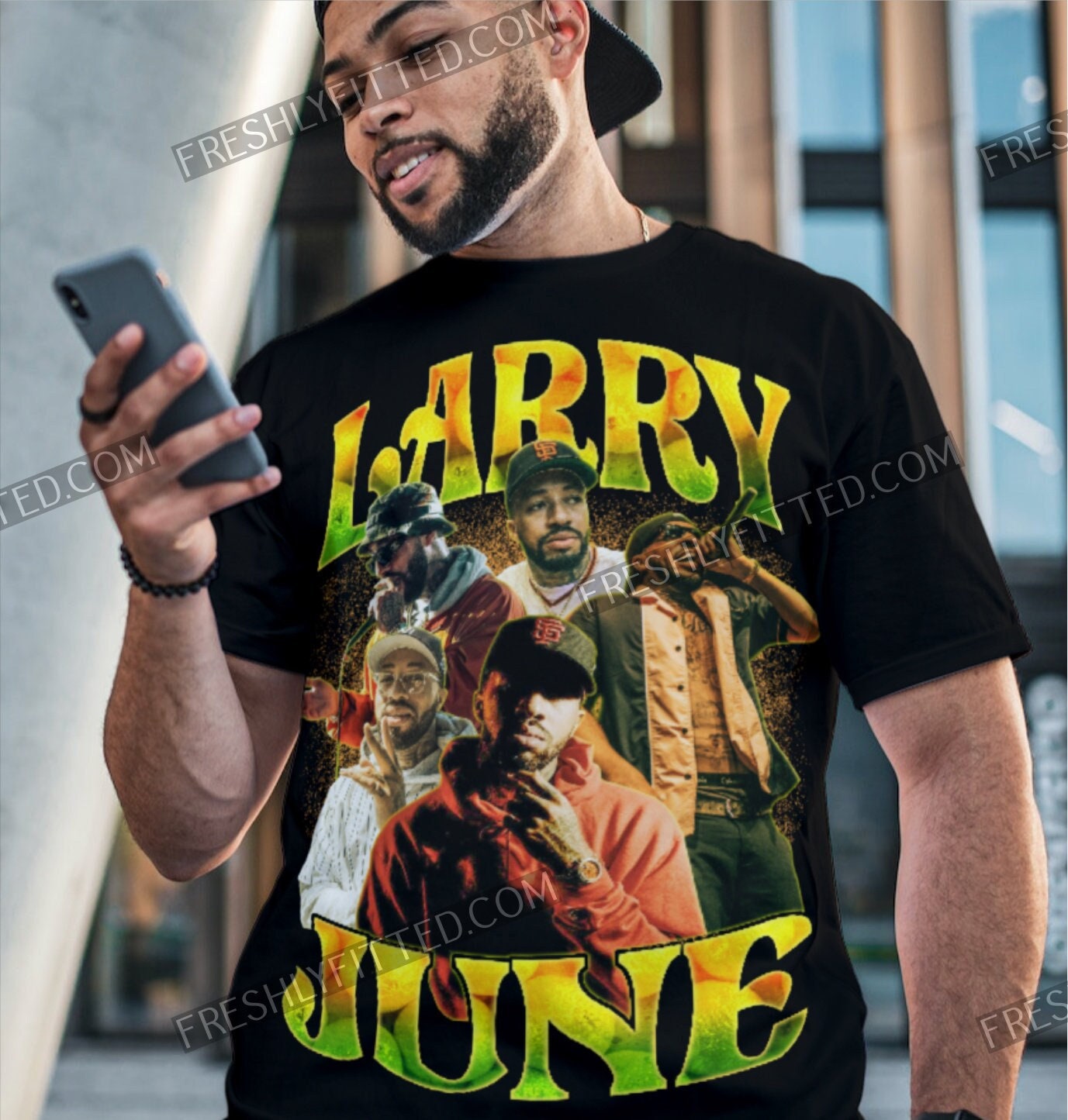 Larry June unisex Shirt, Larry June T-shirt, Larry June Organic shirt, Larry June Green and orange shirt