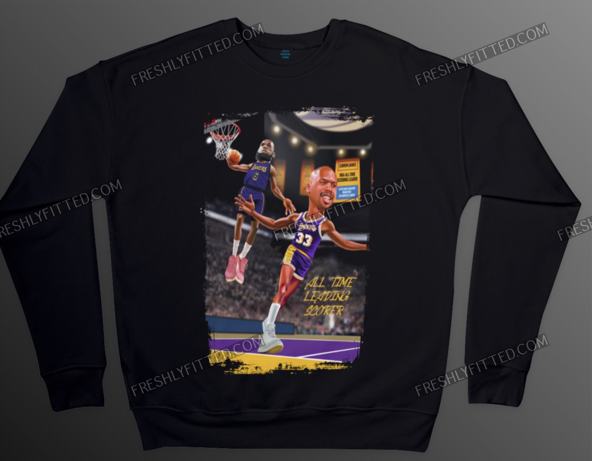 Lebron james sweater,  LA Lakers Sweatshirt, Kareem lakers sweater, Lebron scoring record sweater