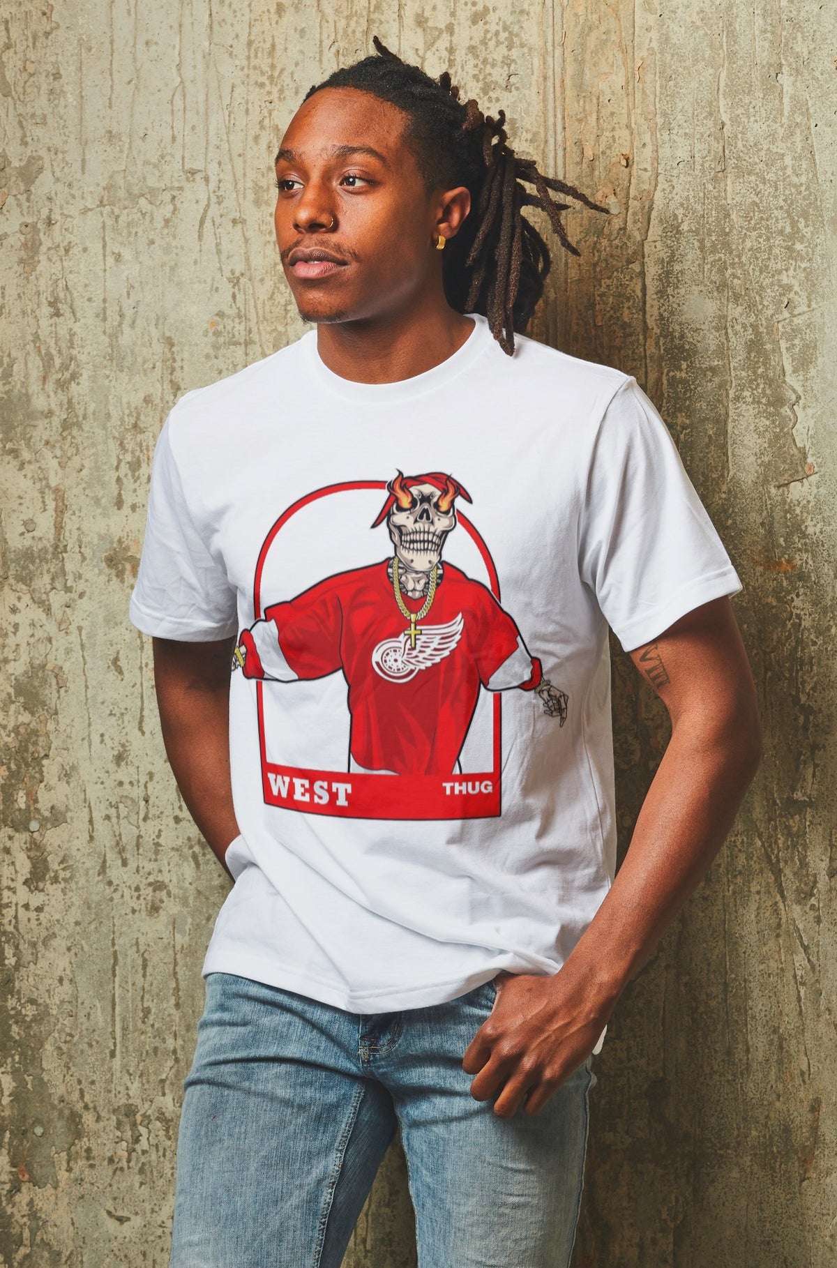 2Pac bones and flames tee