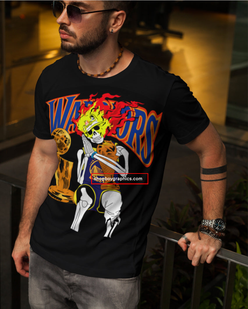 Steph Curry Flaming Bones NBA Championship Tee