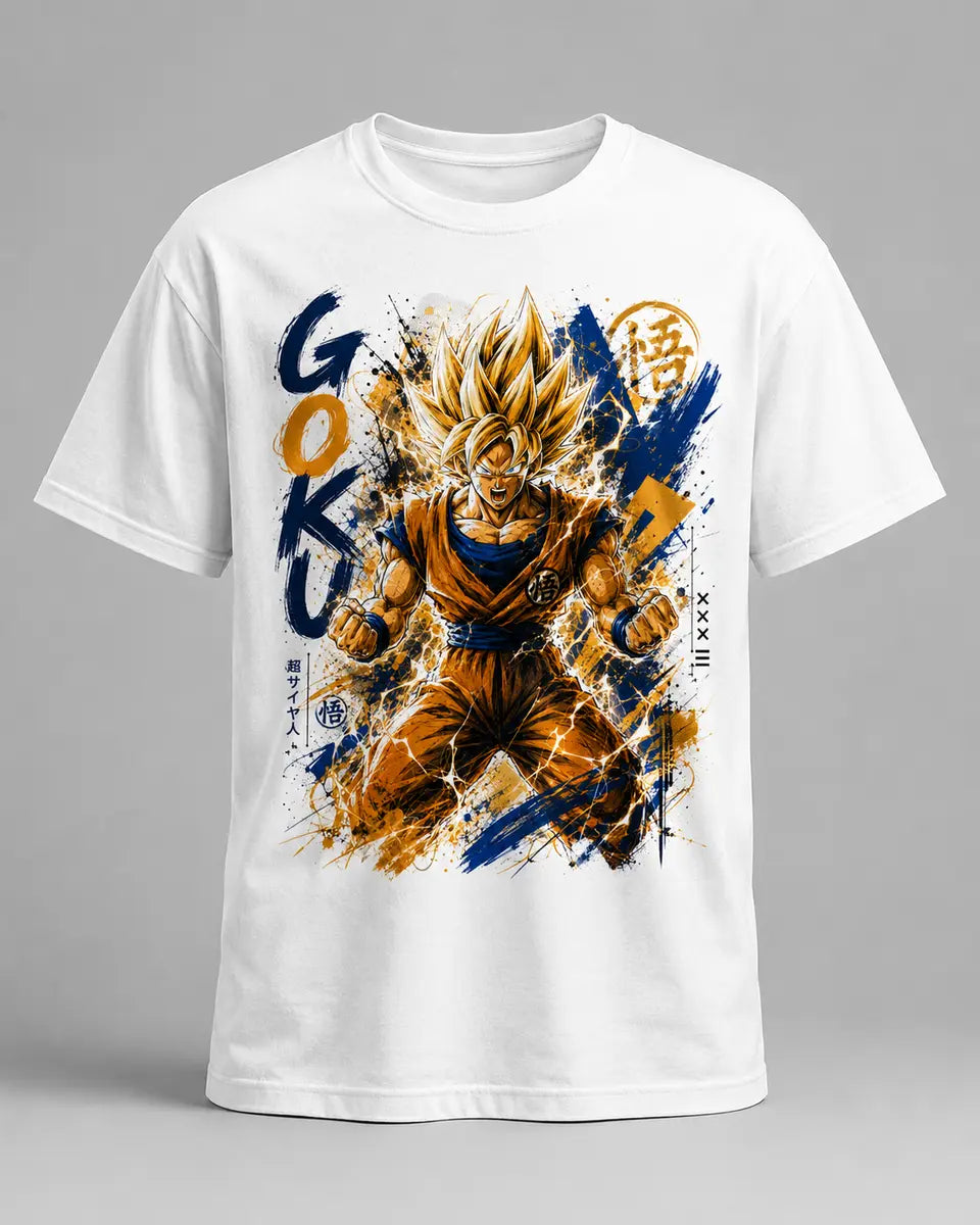Goku orange blue white tee